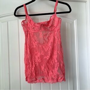 Y2k 2006 Victoria’s Secret Size Medium Coral Lace Underwire Chemise Lingerie